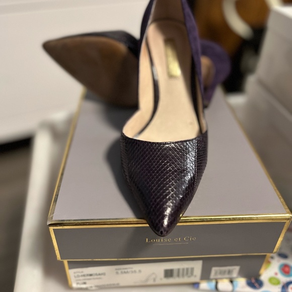 Deep Purple, Suede & Crocodile Heels. Louise & Cie, Size 5.5 - Picture 1 of 1